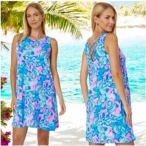 New Lilly Pulitzer Kristen Shift Dress Blue Haven Raising Shell size XS
